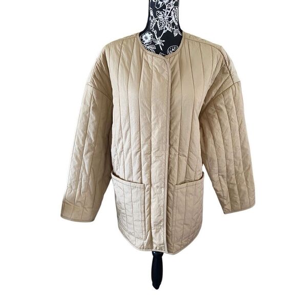 Calvin Klein Liner Jacket Khaki Quilted Winter Coat Outdoors Spring Preppy - Picture 1 of 15